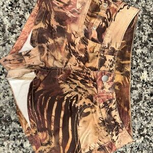 SHEIN Brown and Tan Patterned Women Shorts